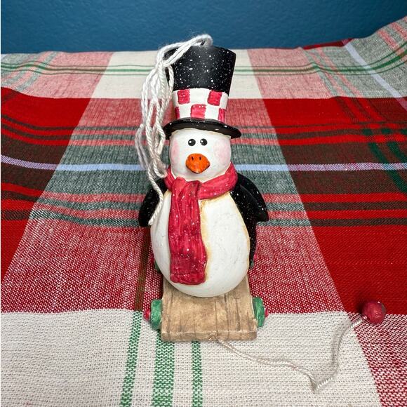 Penguin in a Top Hat On A Pull Cart Ornament - Picture 3 of 3